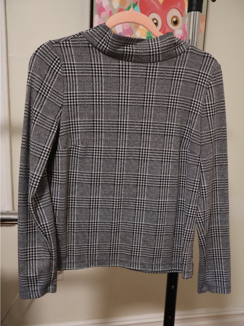 Banana Republic Black and White Plaid Turtleneck Sweater